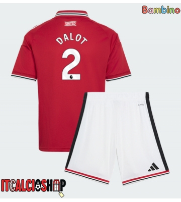 Manchester United Diogo Dalot #2 Prima Maglia Bambino 2026-27 Manica Corta (+ Pantaloni corti)